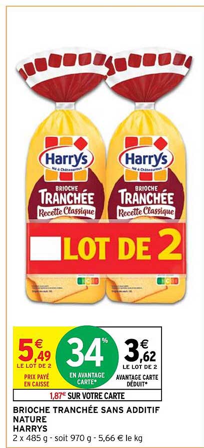 brioche tranchée sans additif nature harrys