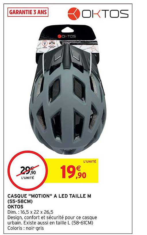 casque "motion" à led taille m (55-58 cm) oktos