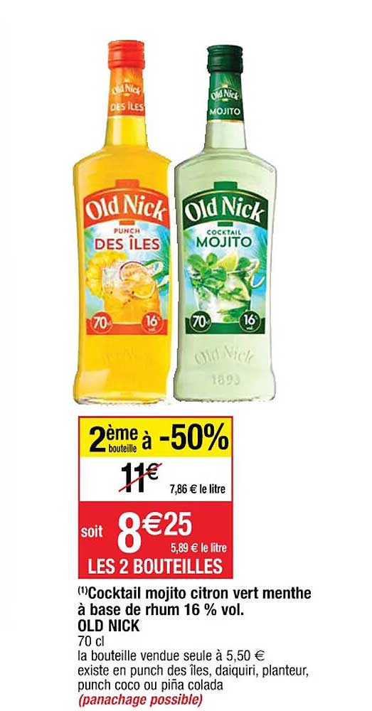 cocktail mojito citron vert menthe à base de rhum 16% vol. old nick