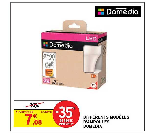différents modèles d'ampoules domédia