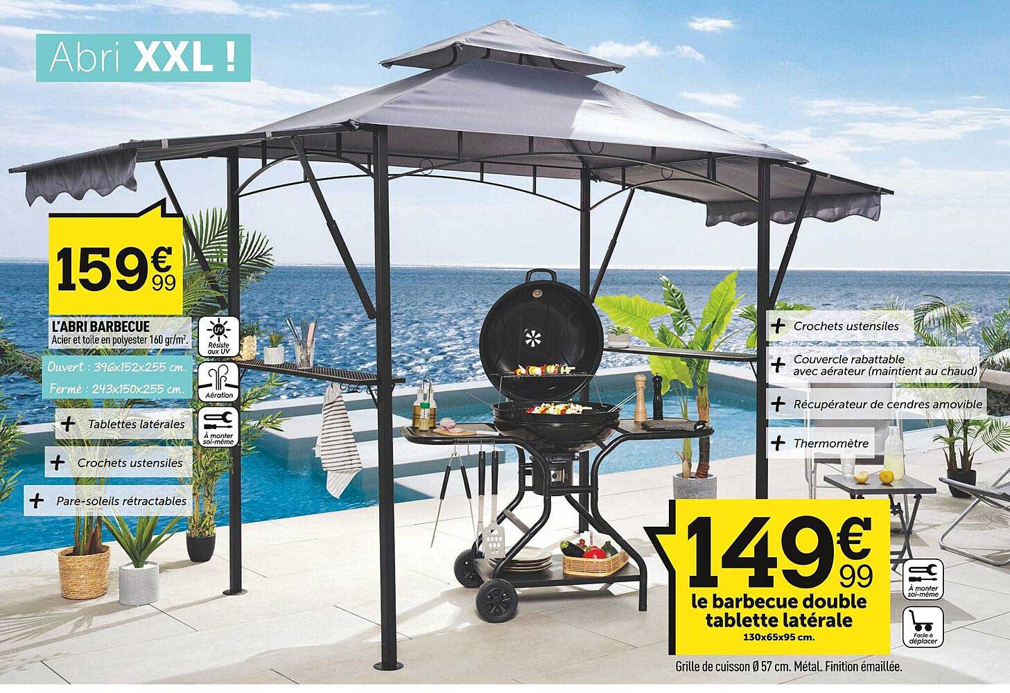 l'abri barbecue, le barbecue double tablette latérale
