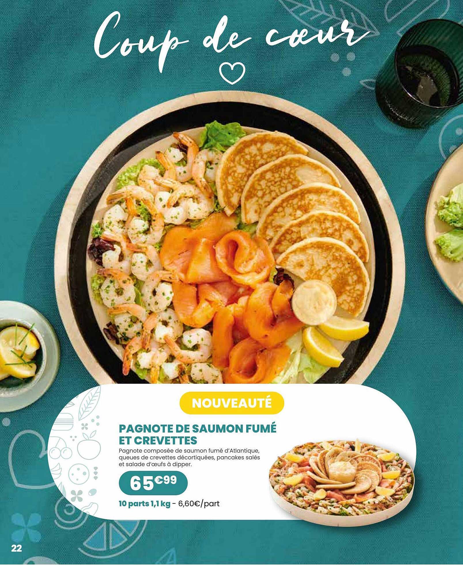 pagnote de saumon fumé et crevettes