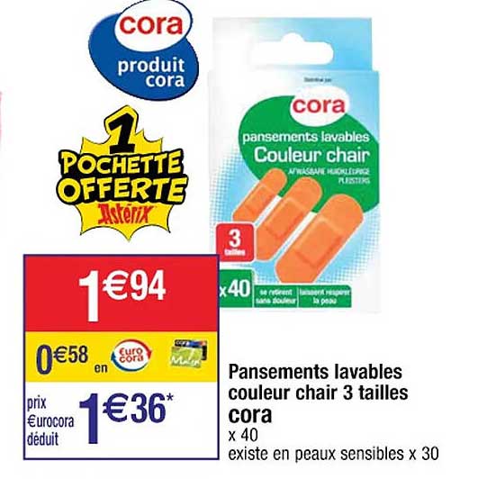 pansements lavables couleur chair 3 tailles cora