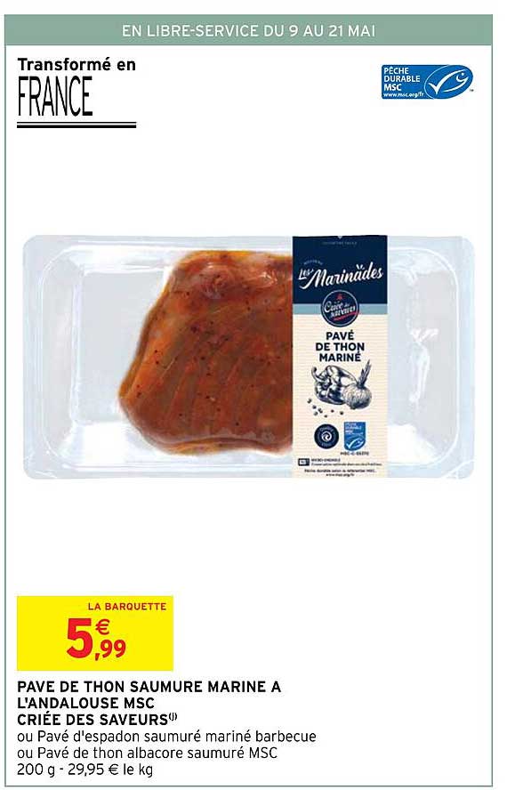 pavé de thon saumure marine a l'andalouse msc criée des saveurs