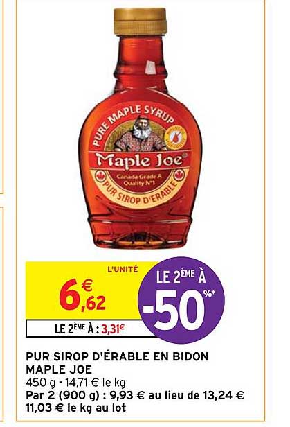 pur sirop d'érable en bidon maple joe