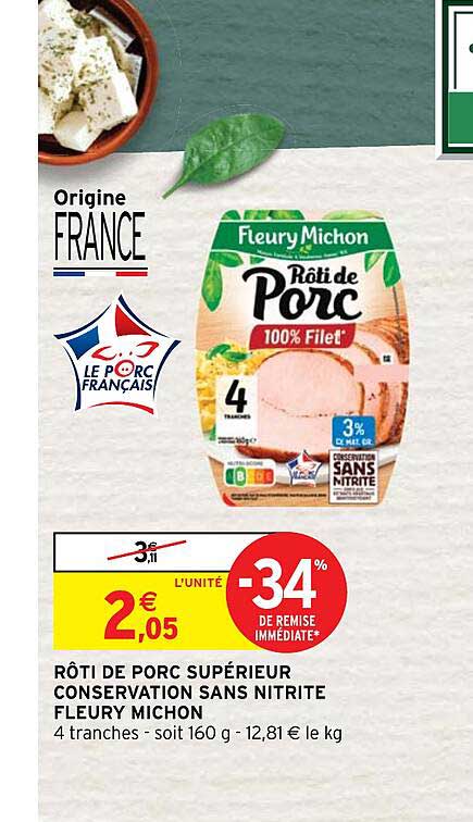 rôti de porc supérieur conservation sans nitrite fleury michon