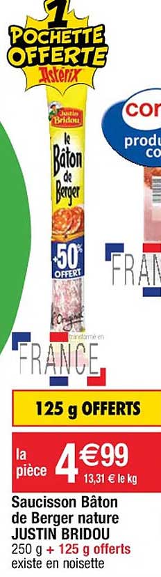 saucisson bâton de berger nature justin bridou