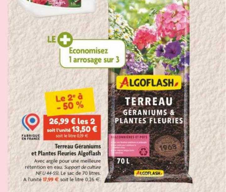 terreau géraniums et plantes fleuries algoflash