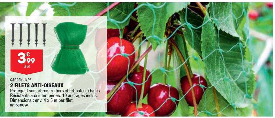 2 filets anti-oiseaux gardenline