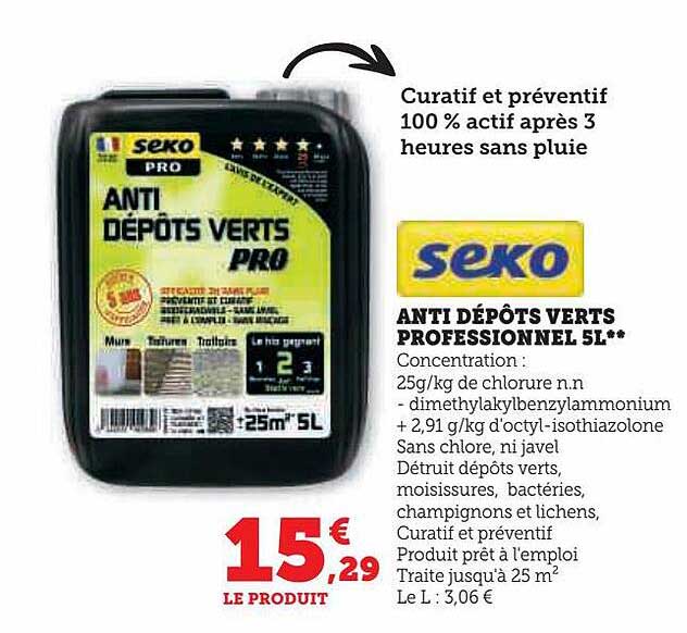 anti dépôts verts professionnel 5l seko