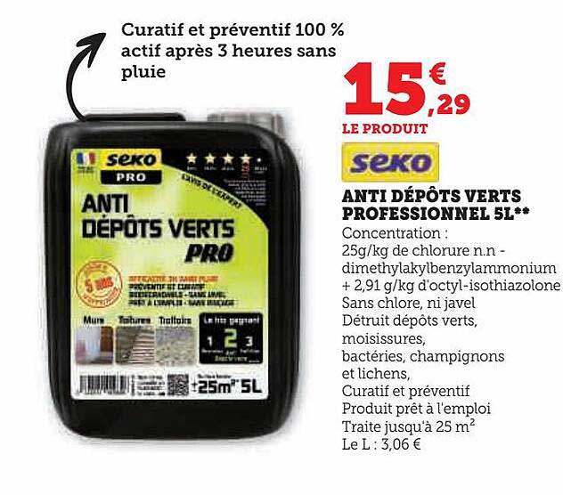anti dépôts verts professionnel 5l seko