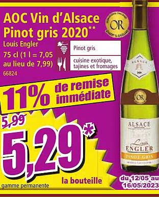 aoc vin d'alsace pinot gris 2020 louis engler