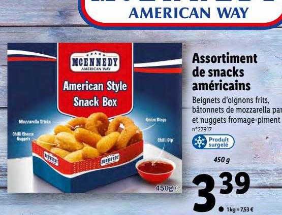 assortiment de snacks américains mcennedy