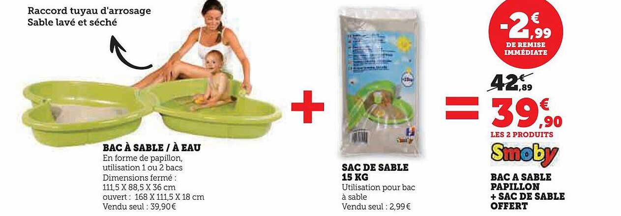 Bac à Sable-à Eau + Sac De Sable 15 Kg Smoby