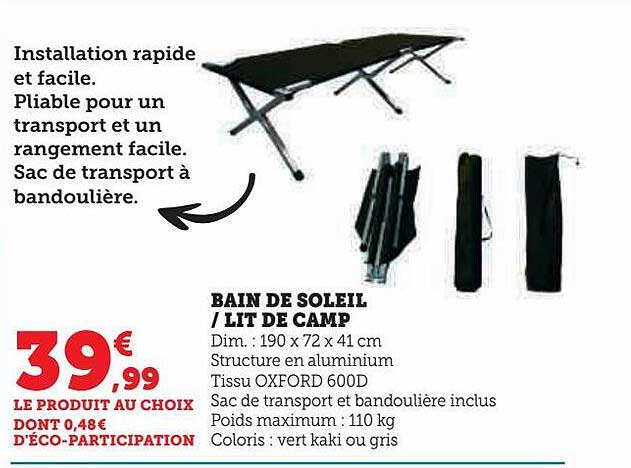 bain de soleil-lit de camp