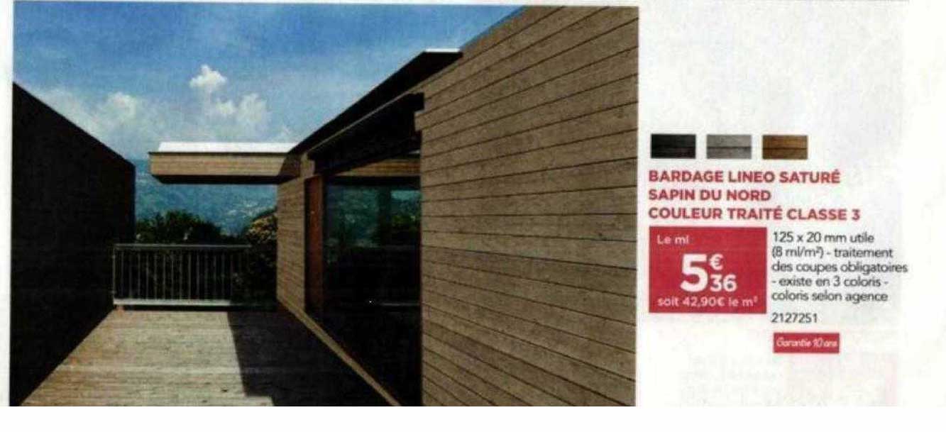 bardage lineo saturé sapin du nord couleur traité classe 3