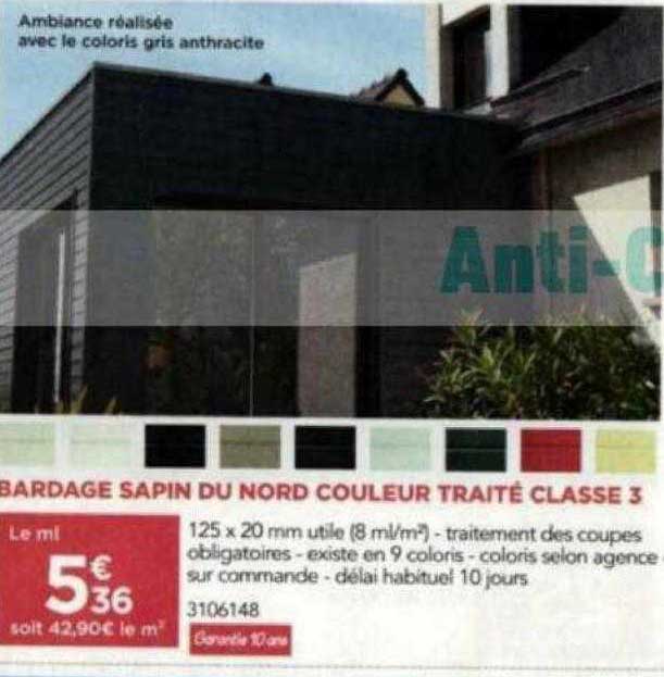 bardage sapin du nord couleur traité classe 3