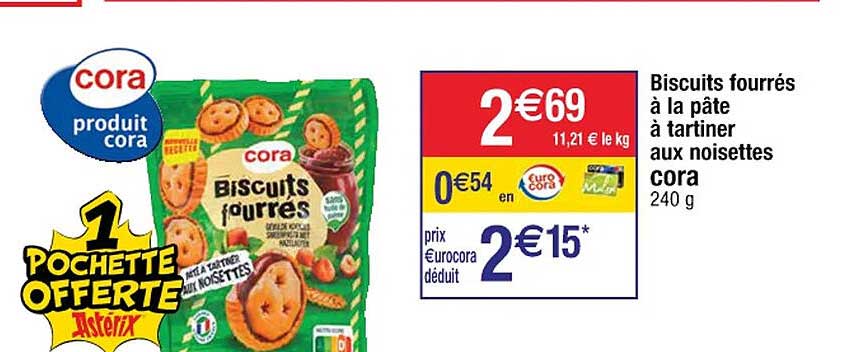 Biscuits Fourrés à La Pâte à Tartiner Aux Noisettes Cora