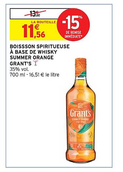 boisson spiritueuse à base de whisky summer orange grant's