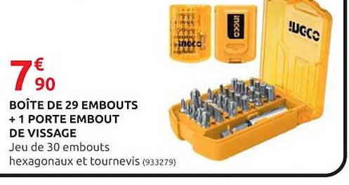 boîte de 29 embouts + 1 porte embout de vissage