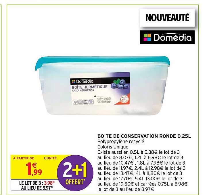 boîte de conservation ronde 0,25l domédia