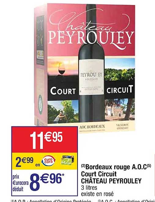 bordeaux rouge a.o.c. court circuit château peyrouley