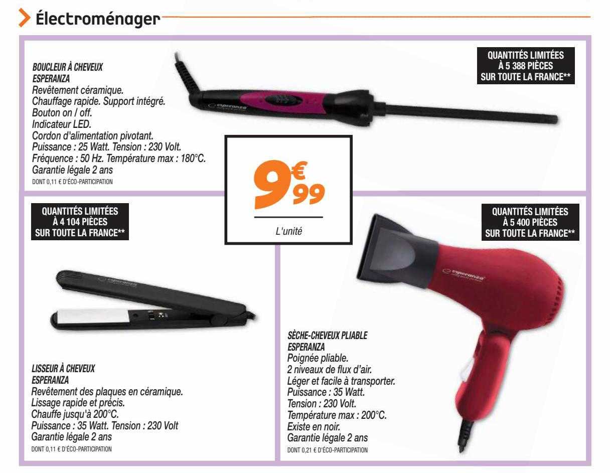 boucleur à cheveux esperanza, lisseur à cheveux esperanza, sèche-cheveux pliable esperanza