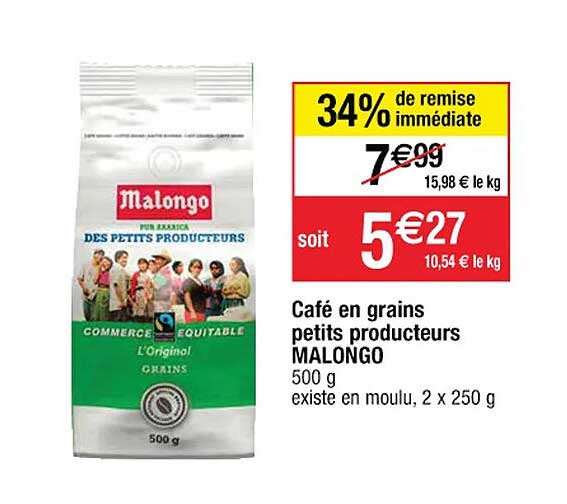 café en grains petits producteurs malongo
