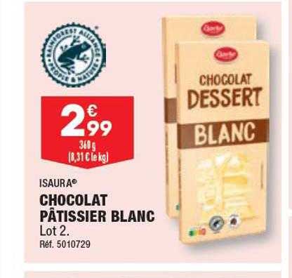 chocolat pâtissier blanc isaura