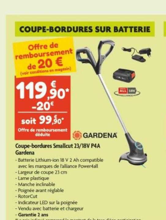 coupe-bordures smallcut 23-18v p4a gardena