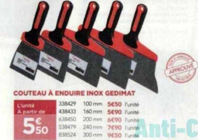 Couteau à Enduire Inox Gedimat