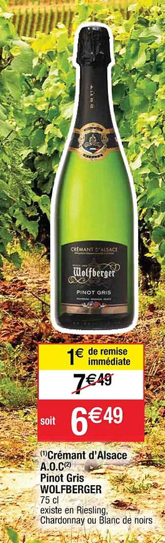 crémant d'alsace a.o.c. pinot gris wolfberger