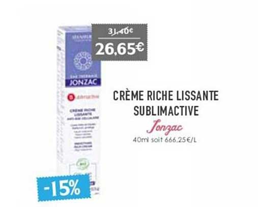 crème riche lissante sublimactive jonzac