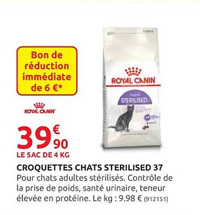 croquettes chats stérilised 37 royal canin