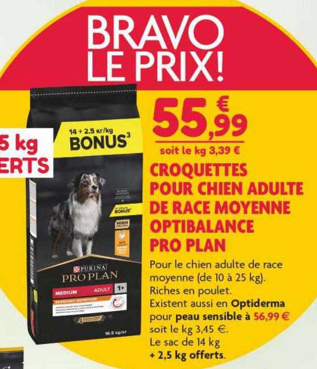 Croquettes Pour Chien Adulte De Race Moyenne Optibalance Pro Plan