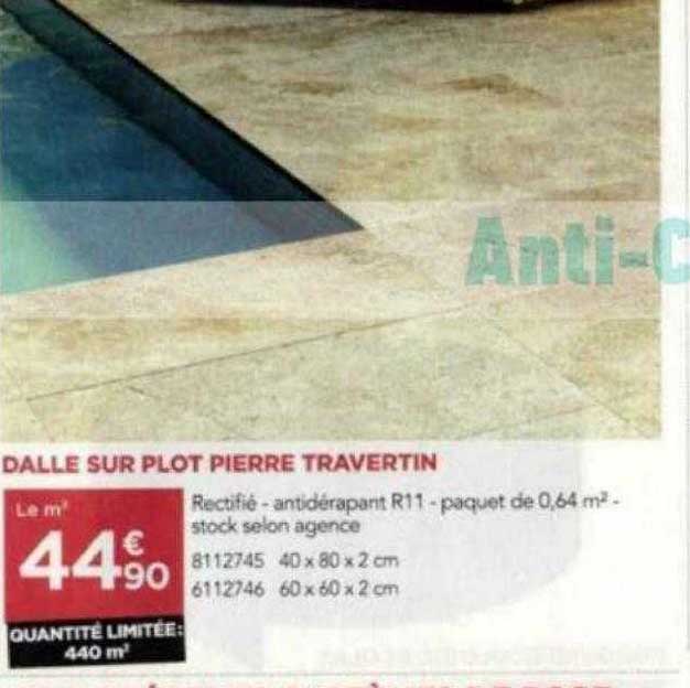 dalle sur plot pierre travertin