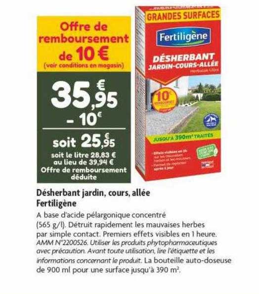 Désherbant Jardin, Cours, Allée Fertiligène