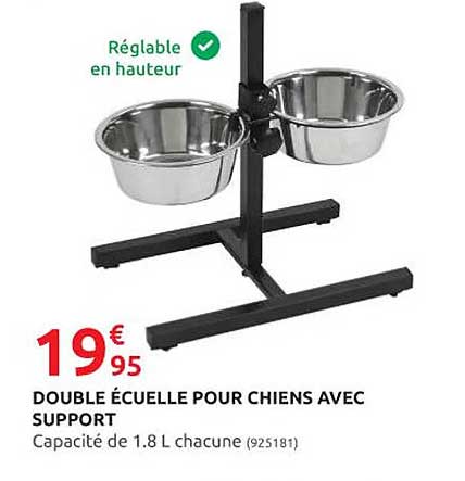 double écuelle pour chiens avec support