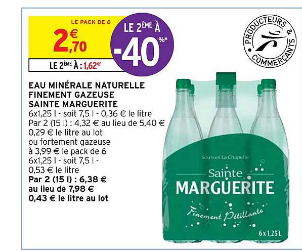 eau minérale naturelle finement gazeuse sainte marguerite
