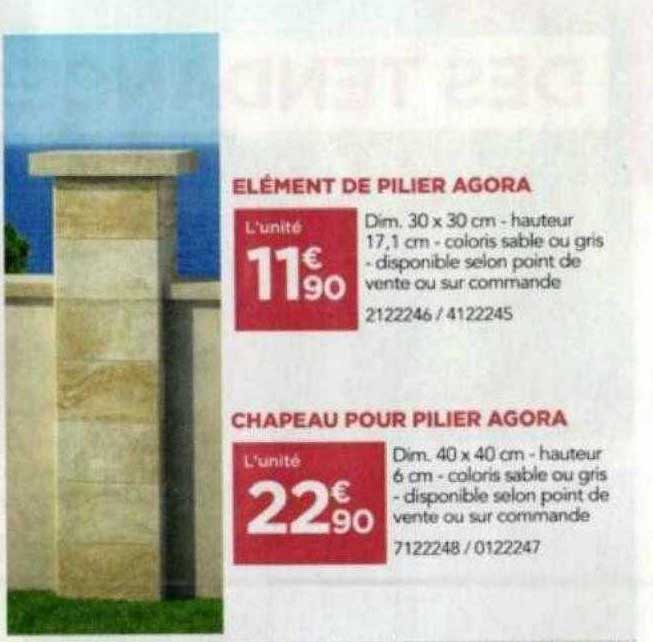 élément de pilier agora, chapeau pour pilier agora