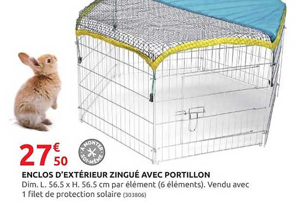 enclos d'extérieur zingué avec portillon