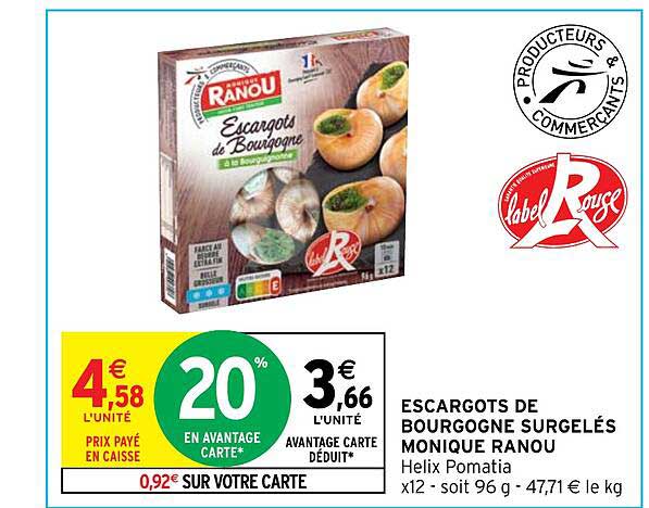 escargots de bourgogne surgelés monique ranou
