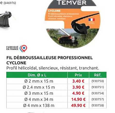 fil débroussailleuse professionnel cyclone