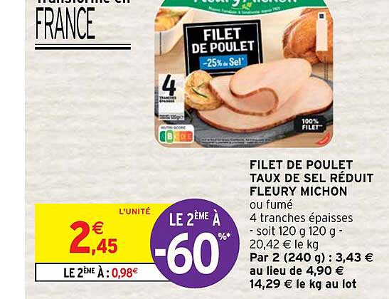 filet de poulet taux de sel réduit fleury michon