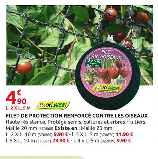 filet de protection renforcé contre les oiseaux macxi jardin