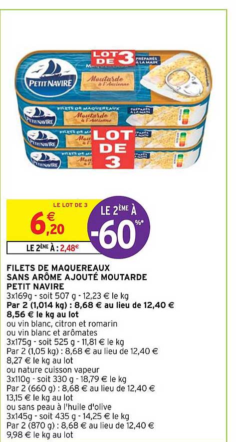 filets de maquereaux sans arôme ajouté moutarde