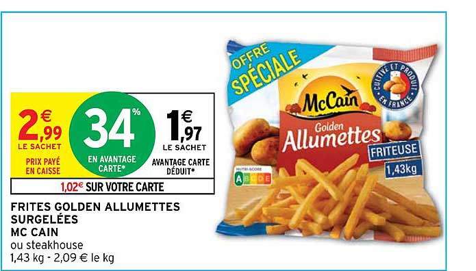 frites golden allumettes surgelées mc cain