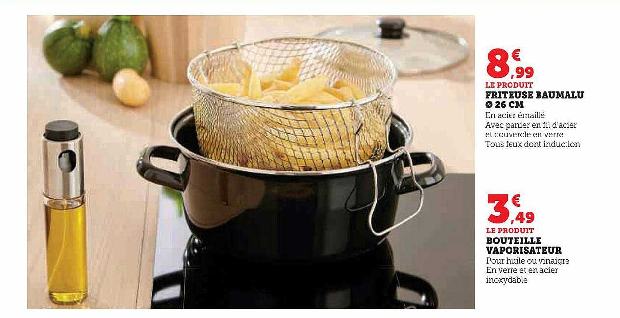 Friteuse Baumalu ø 26 Cm, Bouteille Vaporisateur