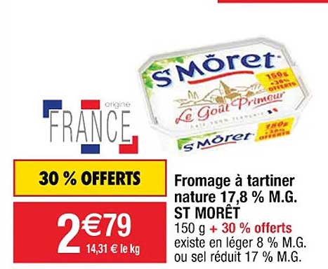 fromage à tartiner nature 17,8% m.g. st môret