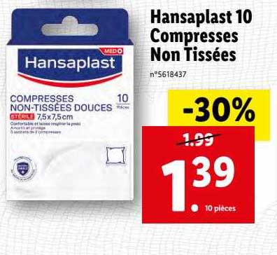 hansaplast 10 compresses non tissées